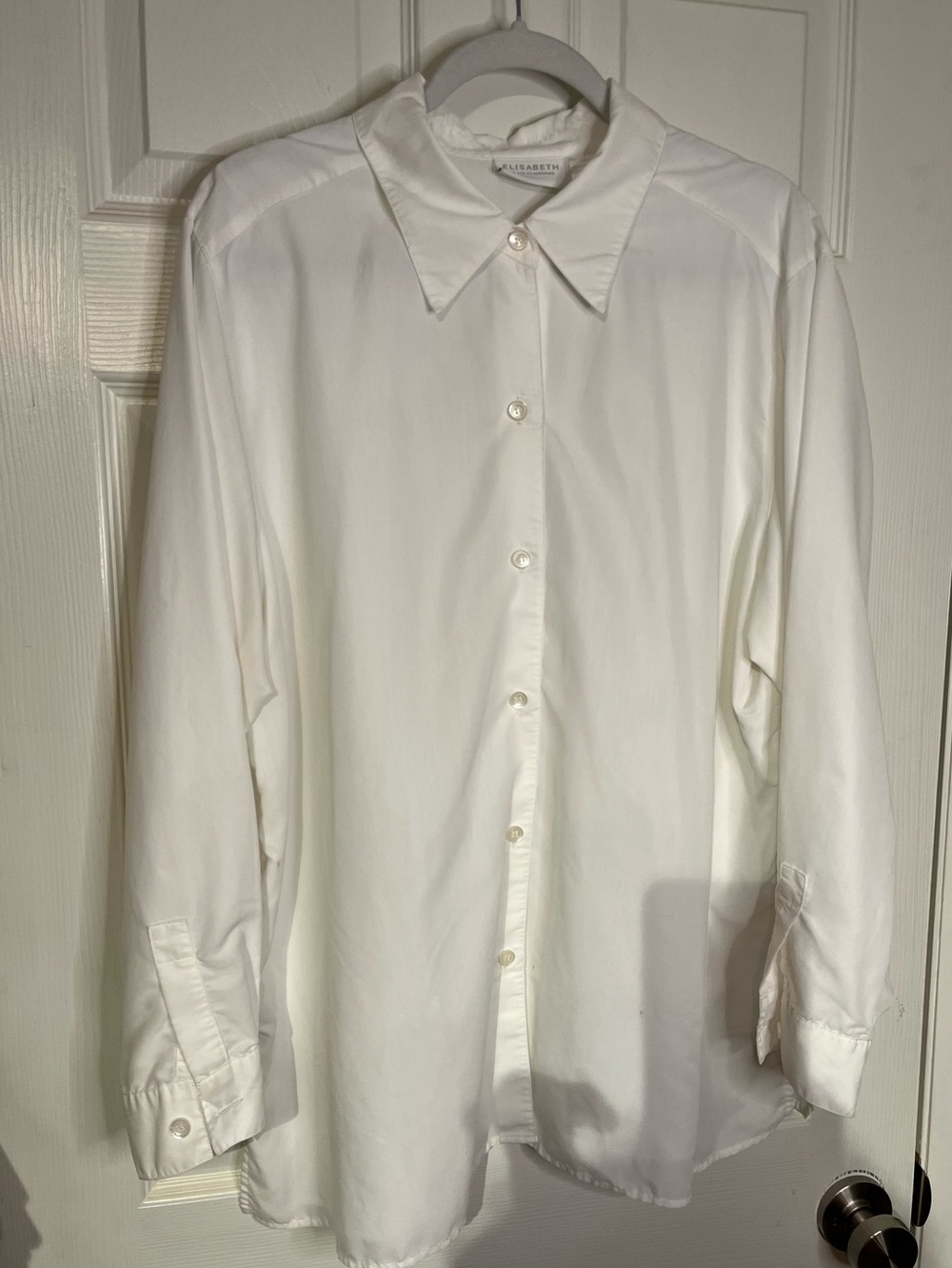 Elizabeth by Liz Claiborne 2X White Long Sleeve Button Down Blouse EUC